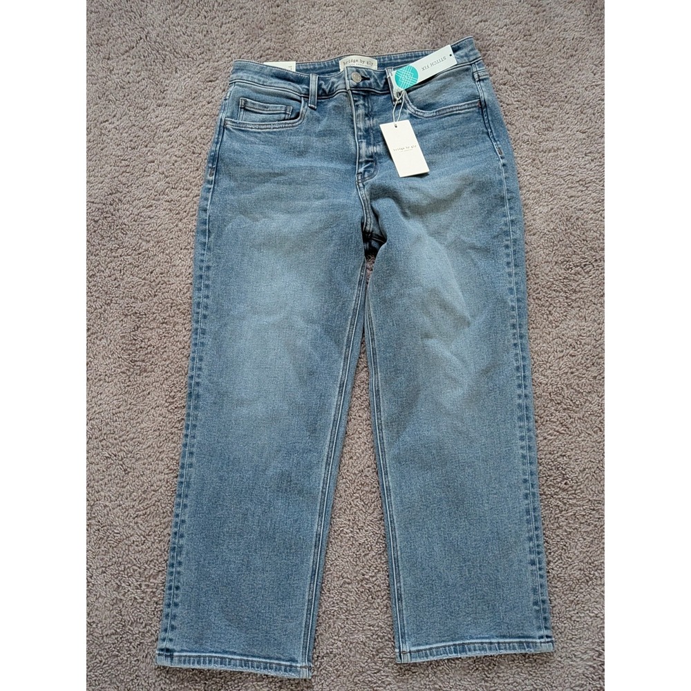 Bridge by Gly High Rise Ankle Straight Jeans Womens 30x25 Light Blue Denim NWT
